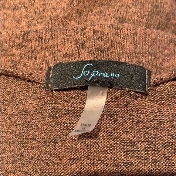 soprano marled chocolate/black faux wrap top, M - Picture 4 of 5